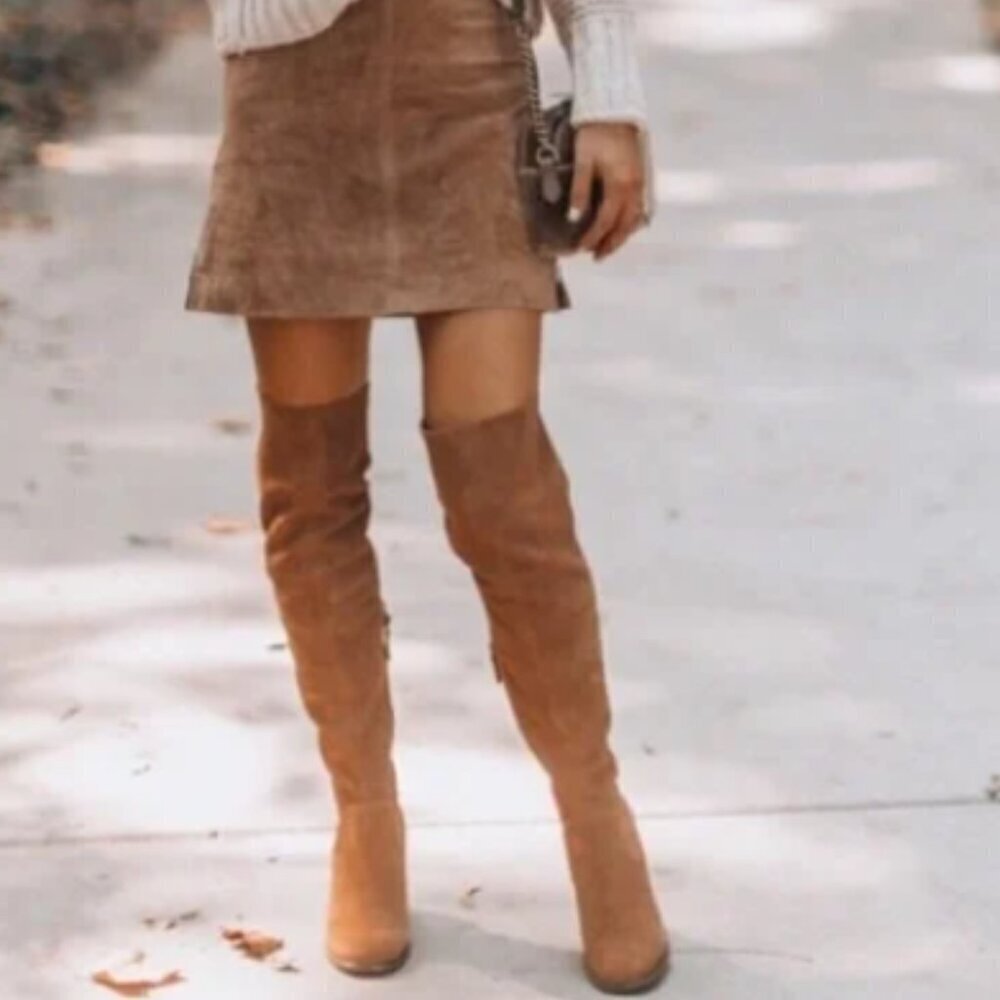 Franco Sarto Suede Over the Knee Zip Boots - Size 7.5